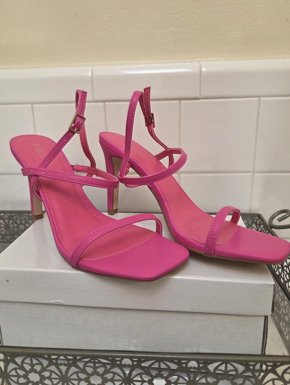 Party Hot Pink Strappy Heeled Sandals - Women
